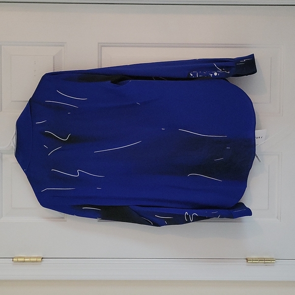 MOSHINO Blouse, Blue, Black & White Size 44 (US 10) NWT - Picture 2 of 5